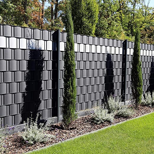 Bauswern ECO Sichtschutzstreifen 35 x 0,19 m (450 g/m²) + 28 clips, RAL7040 (Hellgrau)