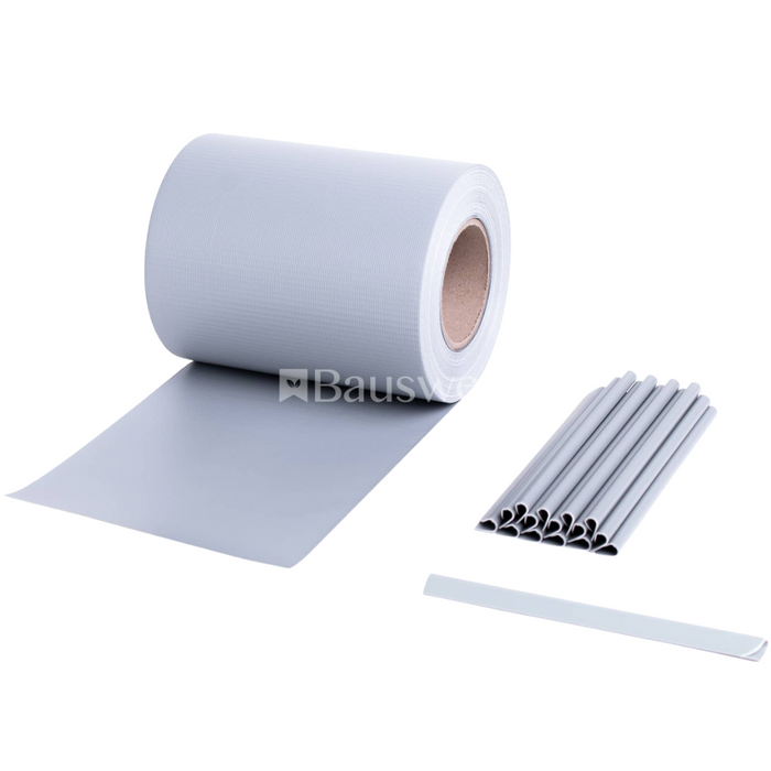 Bauswern ECO Sichtschutzstreifen 35 x 0,19 m (450 g/m²) + 28 clips, RAL7040 (Hellgrau)