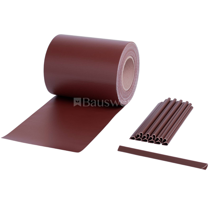 Bauswern ECO Privacy Screen Strips 35 x 0,19 m (450 g/m²) + 28 clips, RAL8017 (Brown)